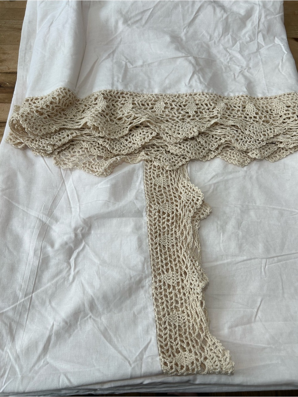 Crochet Edge Cotton King Size Bed Skirt